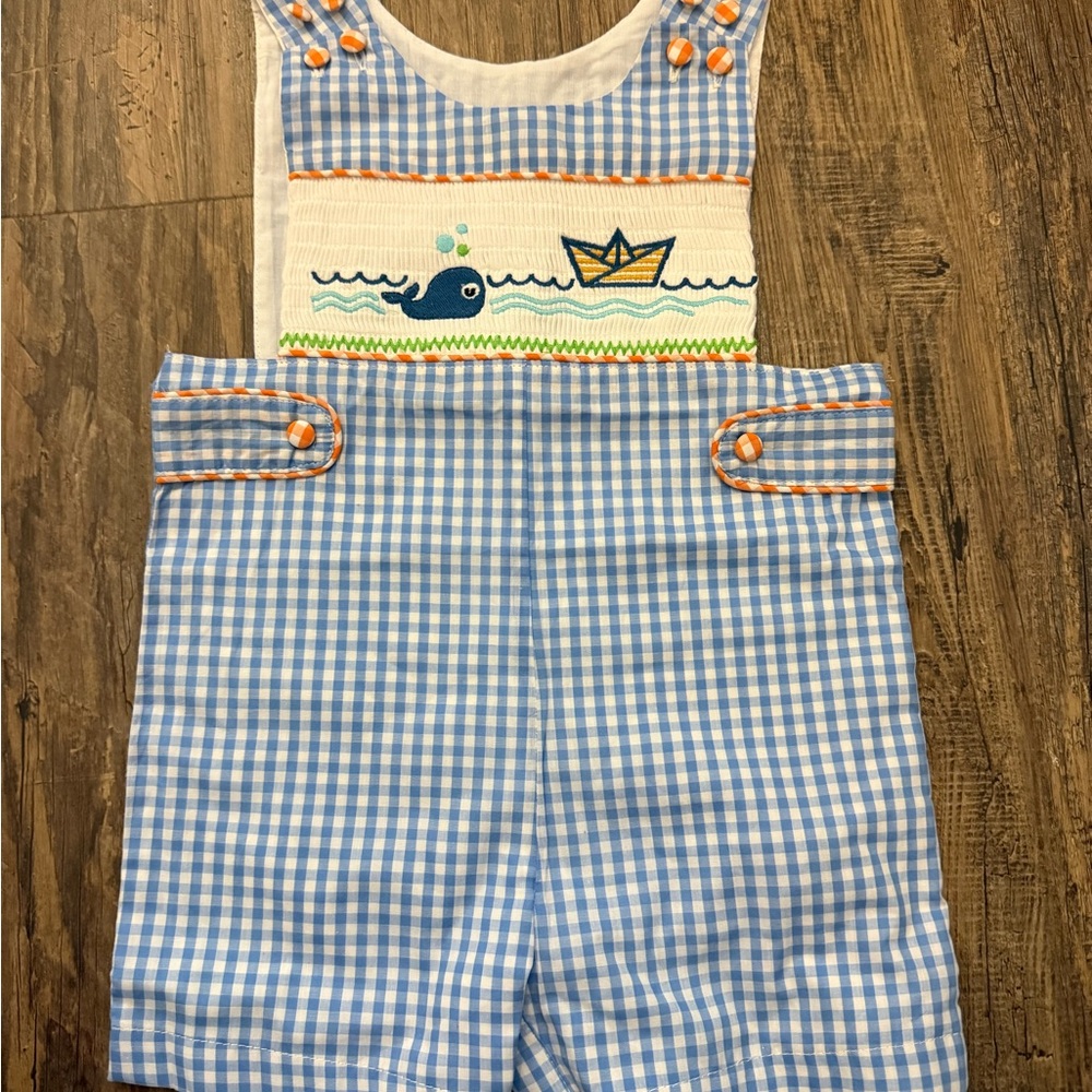 Cactus Blue and White Gingham Overalls